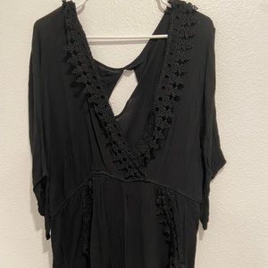 Plus Size Black/burgundy  Romper 3x